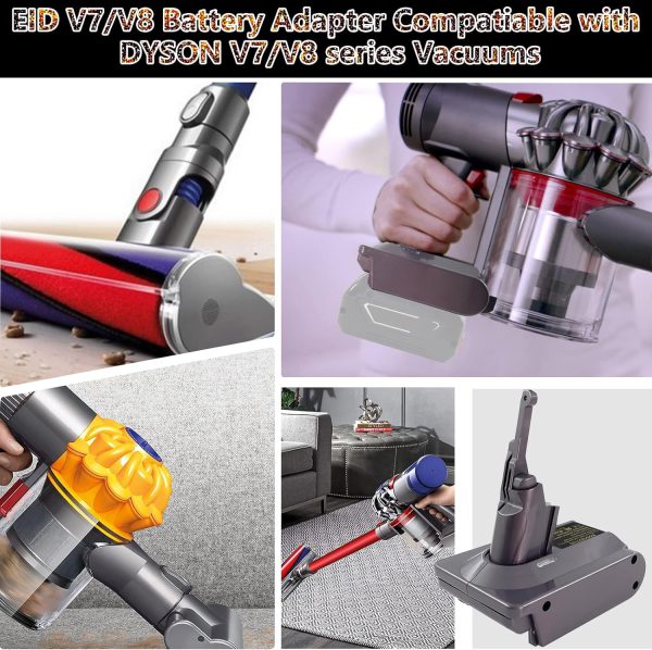 آداپتور باتری جاروشارژی برای Dyson V7 و V8، برای باتری لیتیومی سری GPA 18V Bosch تبدیل به Dyson V7 V8 Absolute Animal Motorhead Work with Vacuum Fluffy HEPA Vacuum Cleaner Converter