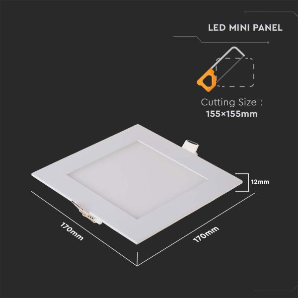 پنل LED توکار، 15 وات، 1200 لومن، سفید گربه، 17 سانتی متر