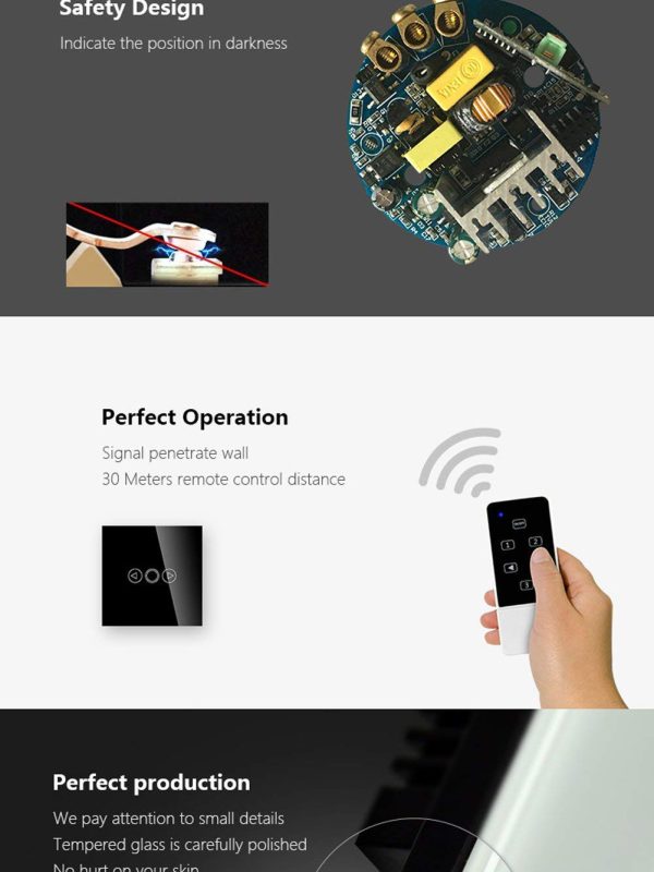 کلید لمسی هوشمند دیمردار با کنترل از راه دور کریستال استاندارد انگلستان Smart Light Switch