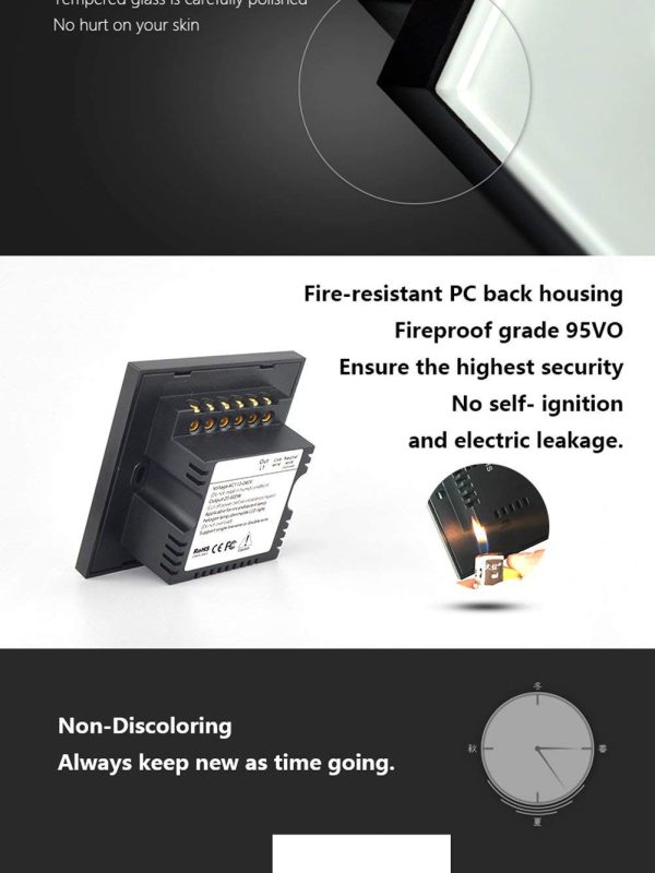 کلید لمسی هوشمند دیمردار با کنترل از راه دور کریستال استاندارد انگلستان Smart Light Switch