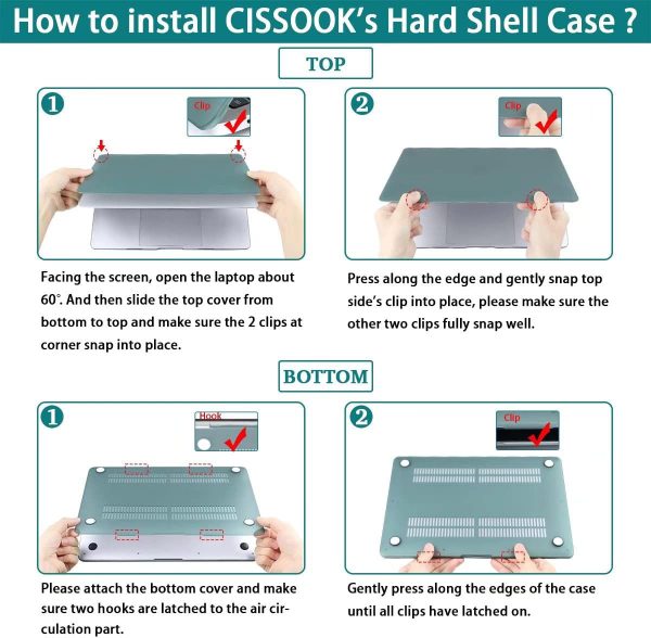 کاور محافظ+2 کاور کیبورد برای مک بوک MacBook Pro 14 Inch Case M3 A2992 A2918/A2442 M1/A2779 M2 with Touch ID,CISSOOK Shell Case for MacBook Pro 14" 2021-2023 with Keyboard Cover