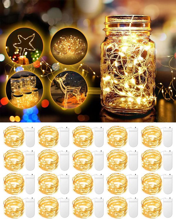 ریسه ال‌ای‌دی مفتولی باطری‌خور رنگ آفتابی طول 2 ‌متر
